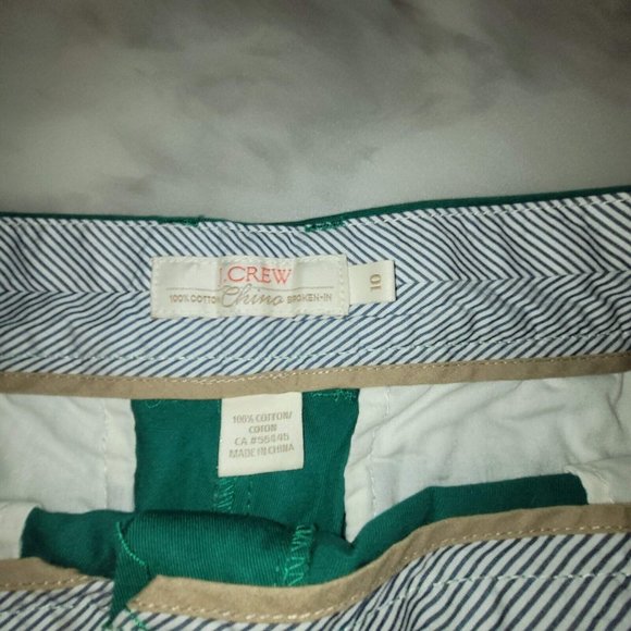 J Crew Women’s Chino Broken-In Shorts Mid-Rise Green Cotton Size 10 - Picture 3 of 6